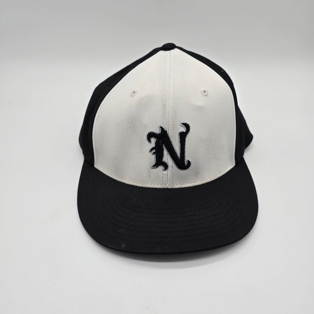 Pacific Headwear Baseball Hat S/M Black White Fitted Cap Stylized N Elite Series